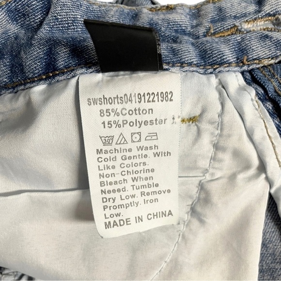 SHEIN Womens Small Shorts High Waisted Denim Rolled Hem Zip Fly Button Blue Jean - Picture 9 of 14